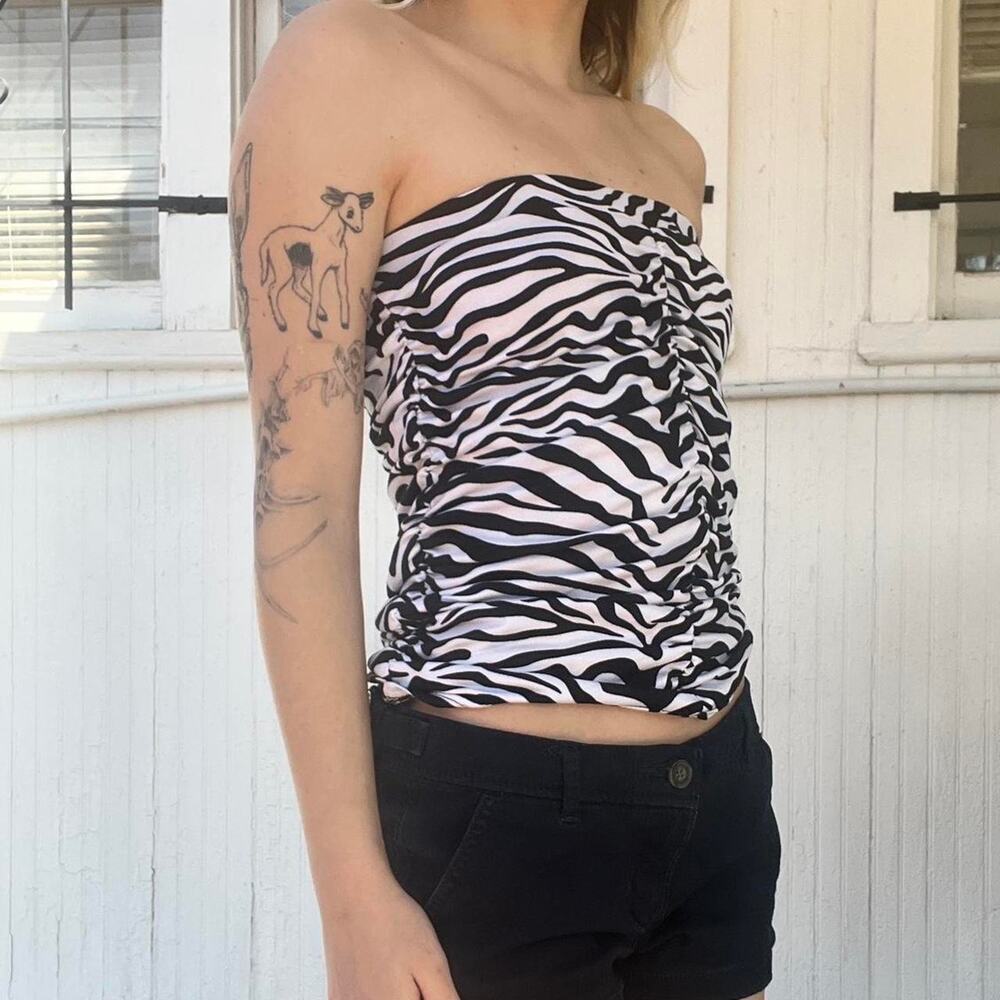 Y2k zebra print tube top
